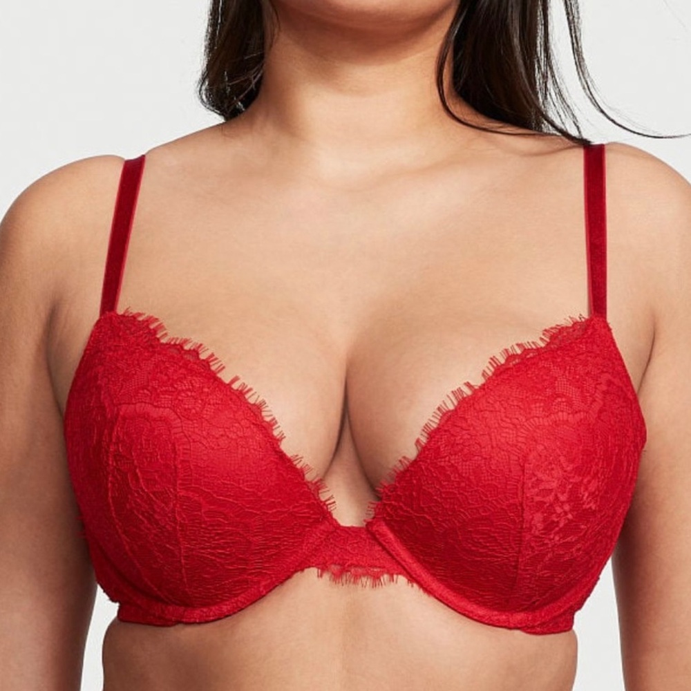victoria's secret red lace dream angels push up bra